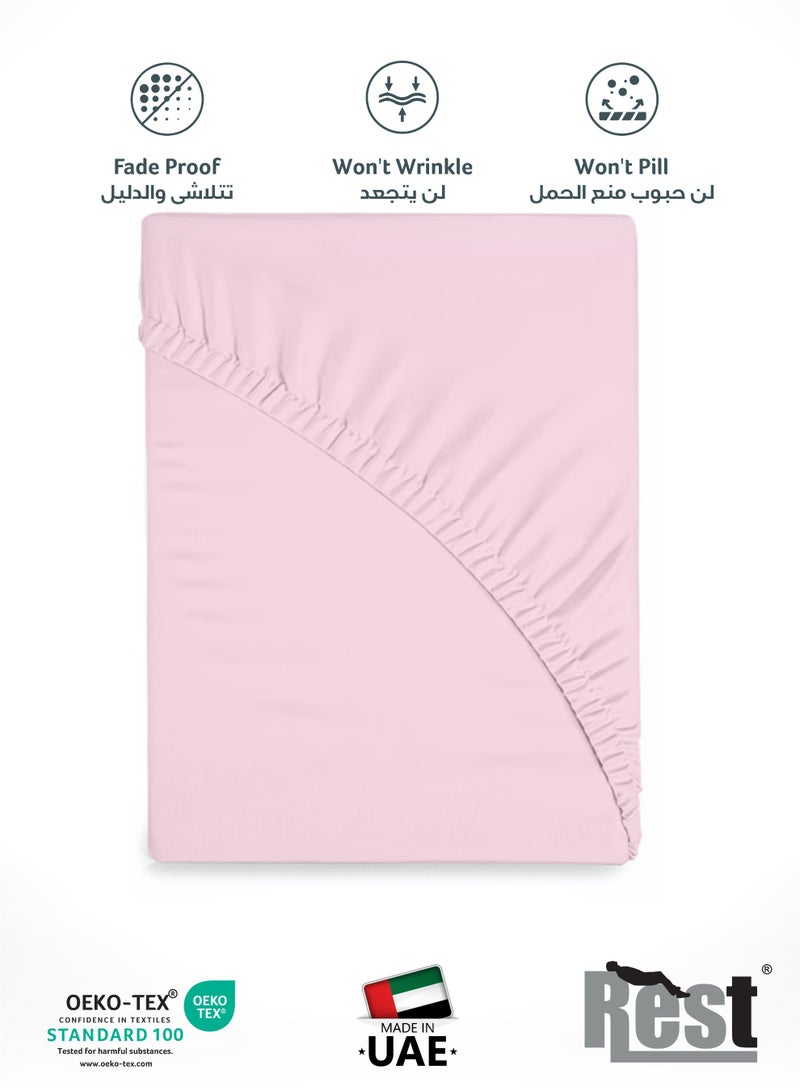 REST Fitted Bedsheet 180x200+30cm Breathable Plush Pink Fabric with Deep Pockets Machine Washable for Optimal Protection - Image 4